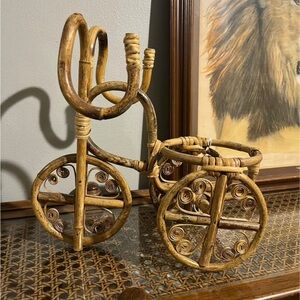 Vintage Brown Bamboo Bicycle Planter